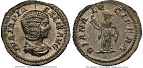 Julia Domna (AD 193-217). AR denarius (19mm, 2.34 gm, 12h). NGC MS 5/5 - 4/5. Rome, AD 211-217. IVLIA PIA-FELIX AVG, draped bust of Julia Domna right,...