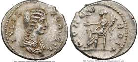 Julia Domna (AD 193-217). AR denarius (20mm, 3.87 gm, 12h). NGC AU 5/5 - 3/5, brushed. Laodicea ad Mare, AD 196-202. IVLIA AVGVSTA, Draped bust of Jul...
