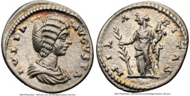 Julia Domna (AD 193-217). AR denarius (19mm, 3.10 gm, 6h). NGC AU 5/5 - 3/5, brushed. Laodicea, AD 196-202. IVLIA-AVGVSTA, draped bust of Julia Domna ...