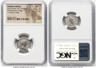 Julia Domna (AD 193-217). AR denarius (18mm, 3.34 gm, 5h). NGC XF 3/5 - 4/5. Rome, AD 196-211. IVLIA-AVGVSTA, draped bust of Julia Domna right, seen f...