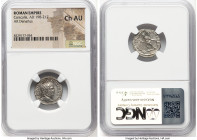 Caracalla (AD 198-217). AR denarius (18mm, 5h). NGC Choice AU. Rome, AD 213. ANTONINVS PIVS FEL AVG, laureate head of Caracalla right / MARTI PROPVG-N...