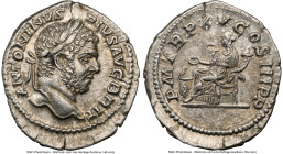 Caracalla (AD 198-217). AR denarius (20mm, 3.31 gm, 12h). NGC AU 5/5 - 5/5. Rome, AD 212. ANTONINVS PIVS-AVG BRIT, laureate and bearded mature head of...