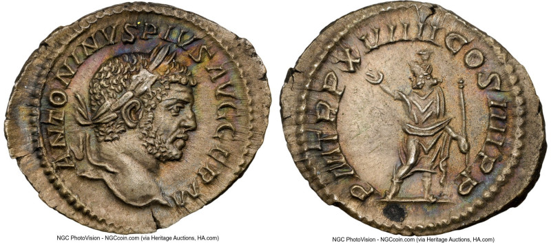 Caracalla (AD 198-217). AR denarius (21mm, 6h). NGC AU. Rome, AD 216. ANTONINVS ...