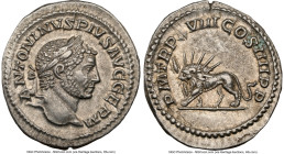 Caracalla (AD 198-217). AR denarius (20mm, 3.20 gm, 7h). NGC Choice XF 5/5 - 5/5. Rome, AD 215. ANTONINVS PIVS AVG GERM, laureate head of Caracalla ri...