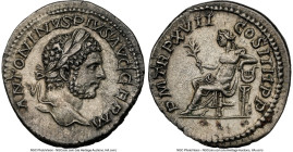 Caracalla (AD 198-217). AR denarius (19mm, 3.18 gm, 1h). NGC Choice XF 5/5 - 3/5, brushed. Rome, AD 214. ANTONINVS PIVS AVG GERM, laureate head of Car...