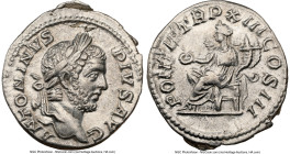 Caracalla (AD 198-217). AR denarius (19mm, 3.01 gm, 5h). NGC Choice XF 5/5 - 3/5, brushed. Rome, AD 210. ANTONINVS-PIVS AVG, laureate head of Caracall...