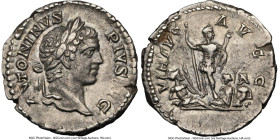 Caracalla (AD 198-217). AR denarius (19mm, 3.09 gm, 7h). NGC XF 5/5 - 4/5. Rome, AD 207. ANTONINVS-PIVS AVG, laureate head of Caracalla right / VIRTUS...