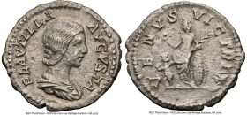 Plautilla (AD 202-205). AR denarius (20mm, 12h). NGC Choice VF. Rome. PLAVTILLA-AVGVSTA, draped bust of Plautilla right, seen from front, hair in wave...