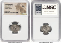 Geta, as Caesar (AD 209-211). AR denarius (19mm, 11h). NGC AU. Rome, ca. AD 200-202. P SEPT GETA-CAES PONT, draped bust of youthful Geta right, seen f...