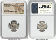 Elagabalus (AD 218-222). AR denarius (18mm, 2h). NGC Choice AU. Rome. IMP ANTONINVS PIVS AVG, laureate, draped bust of Elagabalus right, seen from beh...