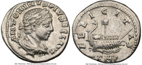 Elagabalus (AD 218-222). AR denarius (18mm, 3.26 gm, 6h). NGC XF 5/5 - 4/5. Antioch. ANTONINVS PIVS FEL AVG, laureate, draped and cuirassed bust of El...