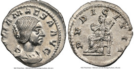 Julia Maesa (AD 218-224/5). AR denarius (20mm, 2.35 gm, 1h). NGC MS 4/5 - 4/5. Rome, AD 218-222. IVLIA MAESA AVG, draped bust of Julia Maesa right, se...