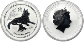 Australia, 1 Dollar, 2018, Lunar Series II - Year of the Dog. Ag.999 1 Ounce / 1 Oz, KM 3526, UNC