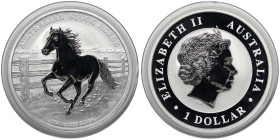 Australia, 1 Dollar, 2014, The Australian Stock Horse - Galloping Horse. Mintage: 9.000 pcs. Ag.999 1 Ounce / 1 Oz, KM 2937, UNC