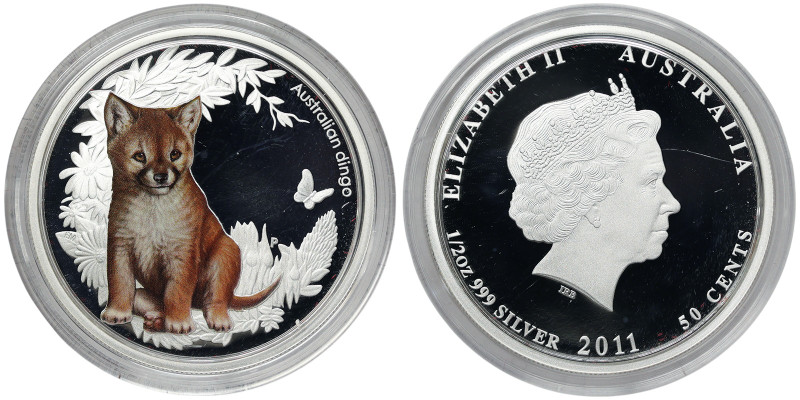 Australia, 50 Cents, 2011, Bush Babies - Dingo. Mintage: 10.000 pcs. Ag.999 1/2 ...