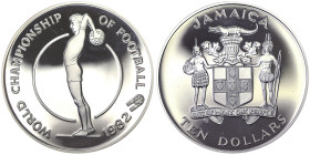 Jamaica, 10 Dollars, 1982, World Football Championship. Mintage: 9.775 pcs. Ag.925 22,45 g, KM 98, PROOF