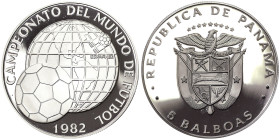 Panama, 5 Balboas, 1982, World Football Championship. Mintage: 9.446 pcs. Ag.925 24,16 g, KM 77, PROOF