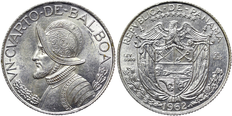 Panama, 1/4 Balboa, 1962, Ag.900 6,25 g, KM 11, UNC