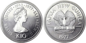 Papua New Guinea, 10 Kina, 1977, 25th Anniversary of the Accession of Queen Elizabeth II. Mintage: 14.000 pcs. Ag.925 40,00 g, KM 11a, PROOF