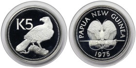 Papua New Guinea, 5 Kina, 1975, Ag.500 27,60 g, KM 7a, PROOF