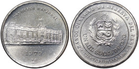 Peru, 1000 Soles De Oro, 1979, National Congress. Mintage: 8.300 pcs. Ag.500 15,55 g, KM 275, UNC