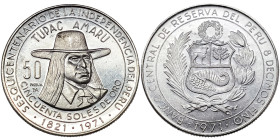 Peru, 50 Soles de oro, 1971, 150th Anniversary of Independence. Ag.800 21,45 g, KM 256, UNC