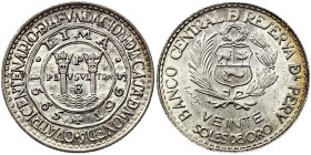 Peru, 20 Soles De Oro, 1965, Ag.900 8,00 g, KM 241, UNC
