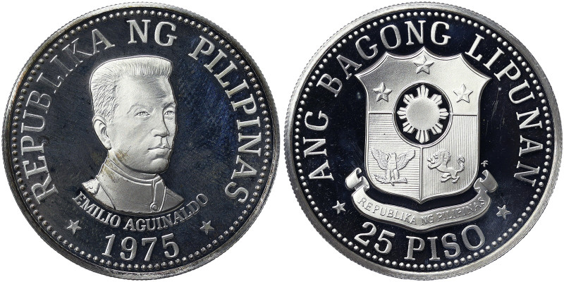 Philippines, 25 Piso, 1975, Emilio Aguinaldo. Mintage: 37.000 pcs. Ag.500 25,00 ...