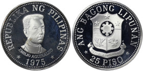 Philippines, 25 Piso, 1975, Emilio Aguinaldo. Mintage: 37.000 pcs. Ag.500 25,00 g, KM 211, PROOF