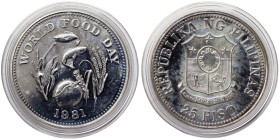Philippines, 25 Piso, 1981, World Food Day - FAO. Ag.500 25,00 g, KM 232, PROOF
