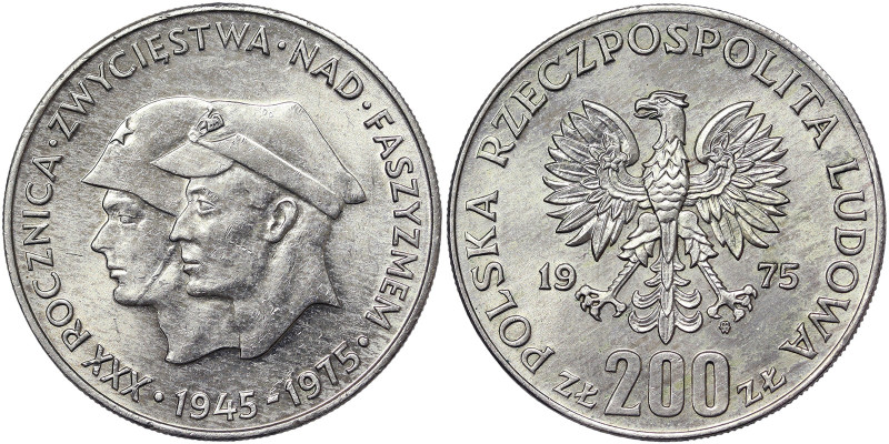 Poland, 200 Zlotych, 1975, 30th Anniversary of Victory against the Fascists. Ag....