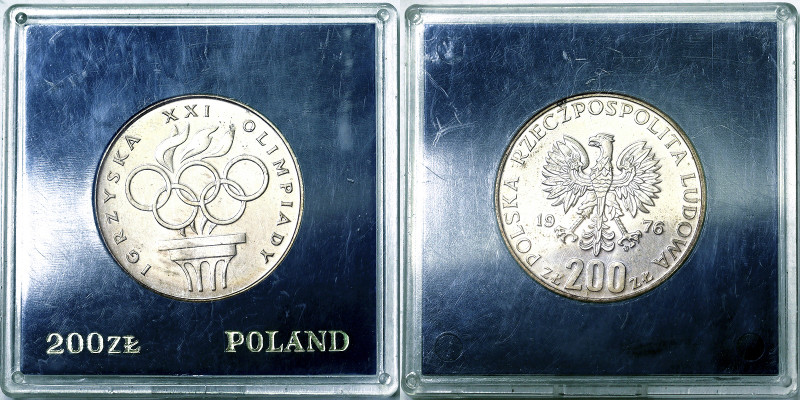 Poland, 200 Zlotych, 1976, XXI Olympics. With original case. Ag.625 14,47 g, Y 8...