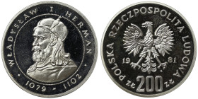 Poland, 200 Zlotych, 1981, Polish Rulers Series - Władysław I Herman. Mintage: 12.000 pcs. Ag.750 17,60 g, Y 129, PROOF