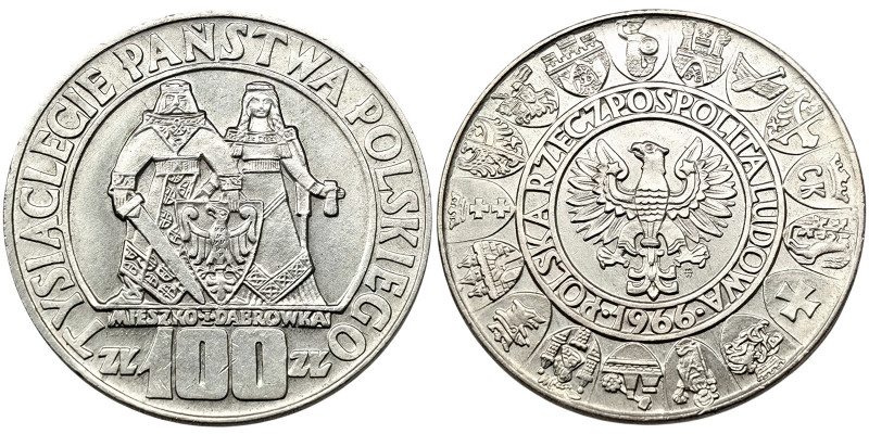 Poland, 100 Zlotych, 1966, Ag.900 20,00 g, Y 57, UNC