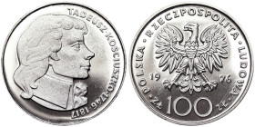 Poland, 100 Zlotych, 1976, Tadeusz Kosciuszko. Ag.625 16,50 g, Y 82, PROOF