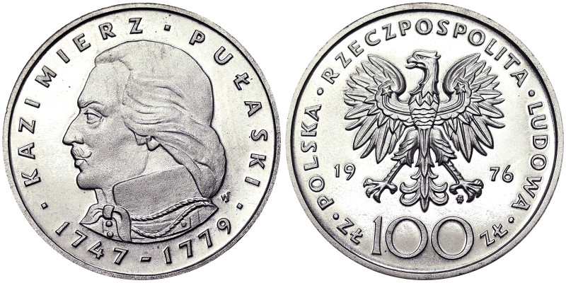 Poland, 100 Zlotych, 1976, Kazimier Pulaski. Ag.625 16,50 g, Y 84, PROOF