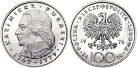 Poland, 100 Zlotych, 1976, Kazimier Pulaski. Ag.625 16,50 g, Y 84, PROOF