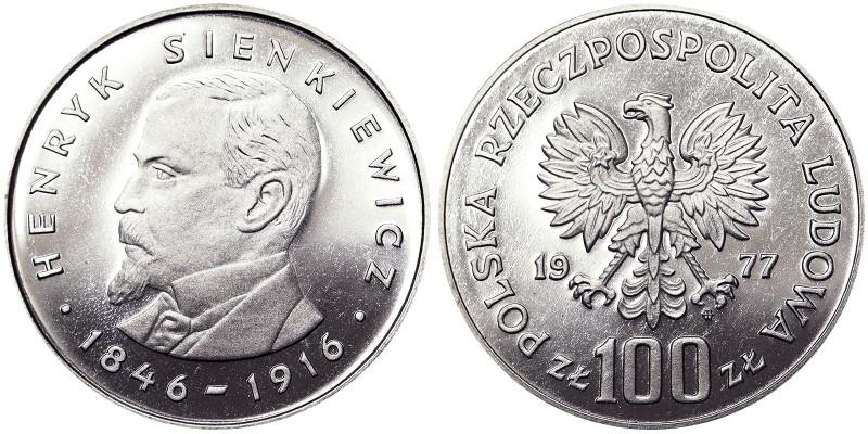 Poland, 100 Zlotych, 1977, 130th anniversary birth of Henryk Sienkiewicz. Mintag...