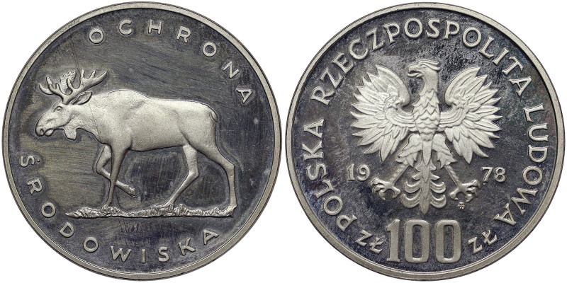 Poland, 100 Zlotych, 1978, Environmental protection - Moose. Mintage: 30.000 pcs...