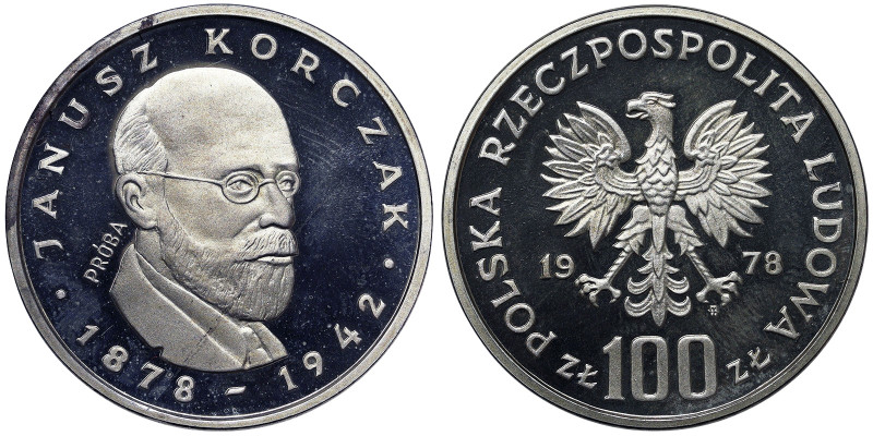Poland, 100 Zlotych (Pattern), 1978, Janusz Korczak. Mintage: 3.100 pcs. Ag.625 ...