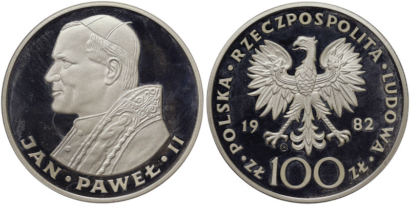 Poland, 100 Zlotych, 1982, Pope John Paul II. Mintage: 3.650 pcs. Ag.750 14,20 g...