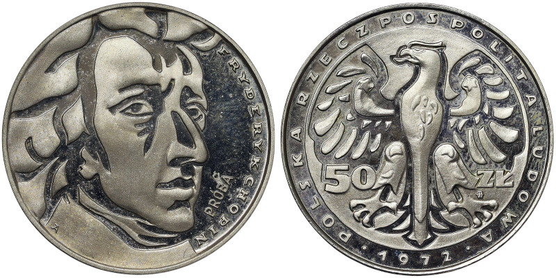 Poland, 50 Zlotych (Pattern), 1972, Fryderyk Chopin. Minatage: 14.622 pcs. Ag.75...
