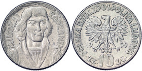 Poland, 10 Zlotych, 1959, Mikołaj Kopernik. Large type. Ni. 12,90 g, Y 51, XF