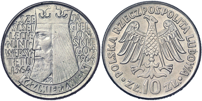 Poland, 10 Zlotych, 1964, 600th Anniversary of Jagiello University - Kazimierz W...