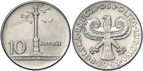 Poland, 10 Zlotych, 1965, 700th Anniversary of Warsaw. Ni. 12,90 g, Cleaned, Y 55, XF+