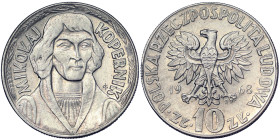 Poland, 10 Zlotych, 1968, Mikołaj Kopernik. Small type. Ni. 9,50 g, Slightly cleaned, Y 51a, UNC
