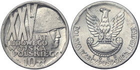 Poland, 10 Zlotych, 1968, 25th anniversary of Polish Army. Ni. 9,50 g, Y 60, UNC