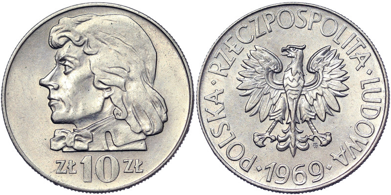 Poland, 10 Zlotych, 1969, Tadeusz Kościuszko. Small type. Ni. 9,50 g, Slightly c...
