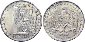 Poland, 10 Zlotych, 1970, 25th Anniversary of Provincial Annexations. Ni. 9,50 g, Slightly cleaned, Y 62, UNC