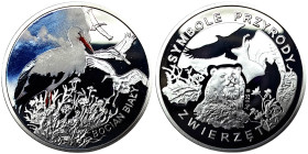 Poland, Medal, 2011, White Stork. Series: Polish Nature Symbols. Ø 32 mm. Ag.925 14,14 g, PROOF